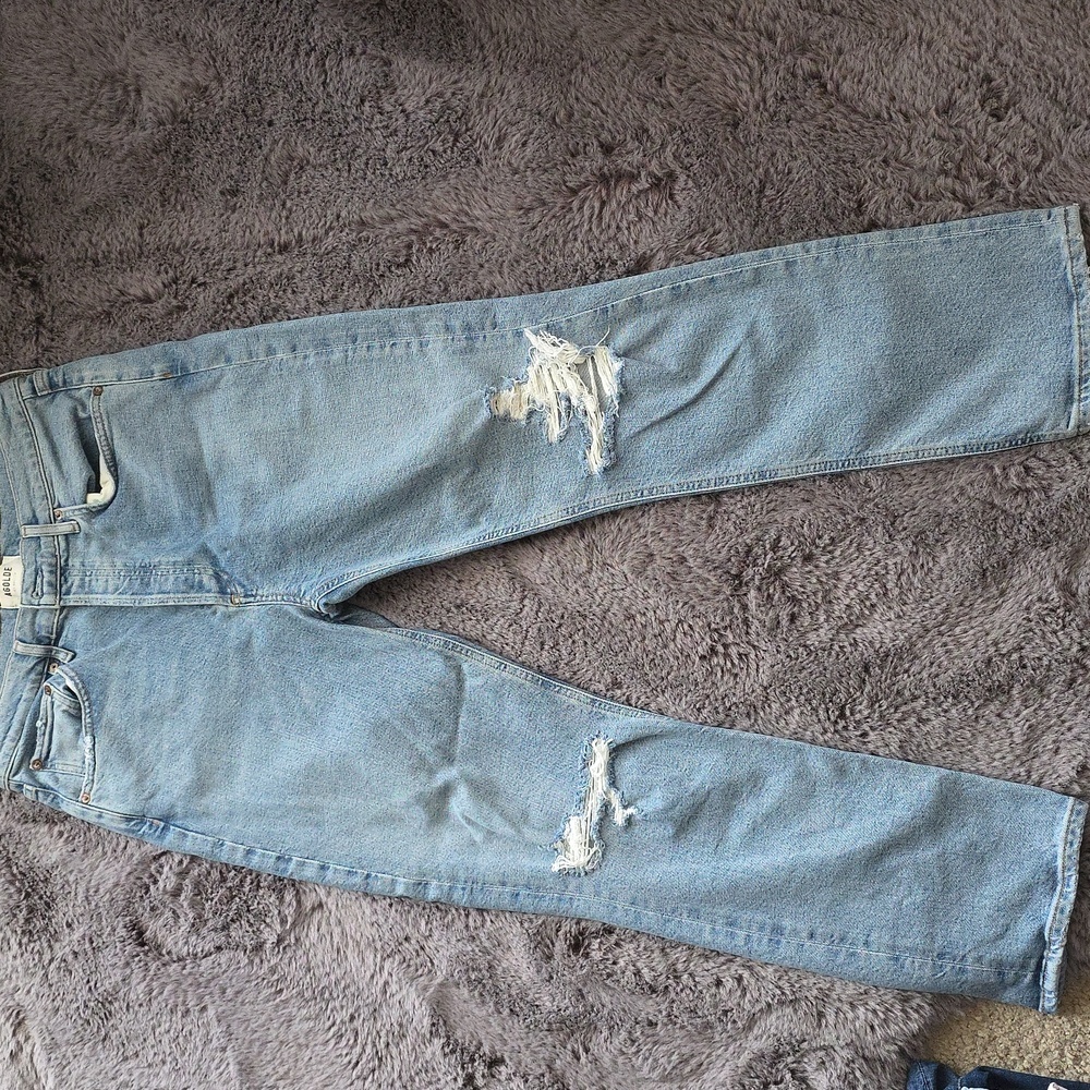 AGOLDE Riley High Rise Button Fly Crop Ankle Ripped Distressed Straight Leg 29